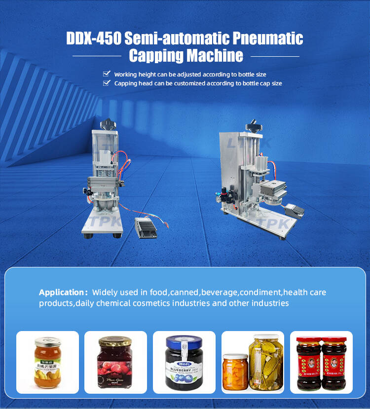 Semi automatic Hot Chili food Soy Sauce honey BBQ tin cap cover lid glass jar bottle screw capping machine.jpeg